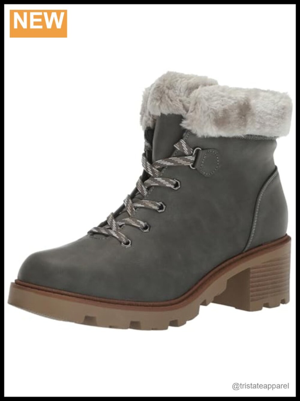 EVANS Women's Bella Bootie Faux Leather Lace Up Winter Boot Calf High